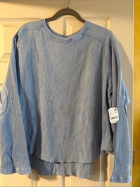 Free people one. Copper tag Light Blue Waffle-Knit shirt
